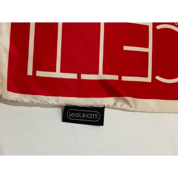 $_57.JPG?set_id=8800005007 LANCETTI Red Monogrammed Silk Scarf ITALY 35”/ 34” EC